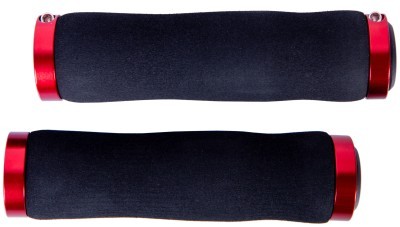 Ручки руля Грипсы 130 черный с красным замком BC-GR6496 неопреновые