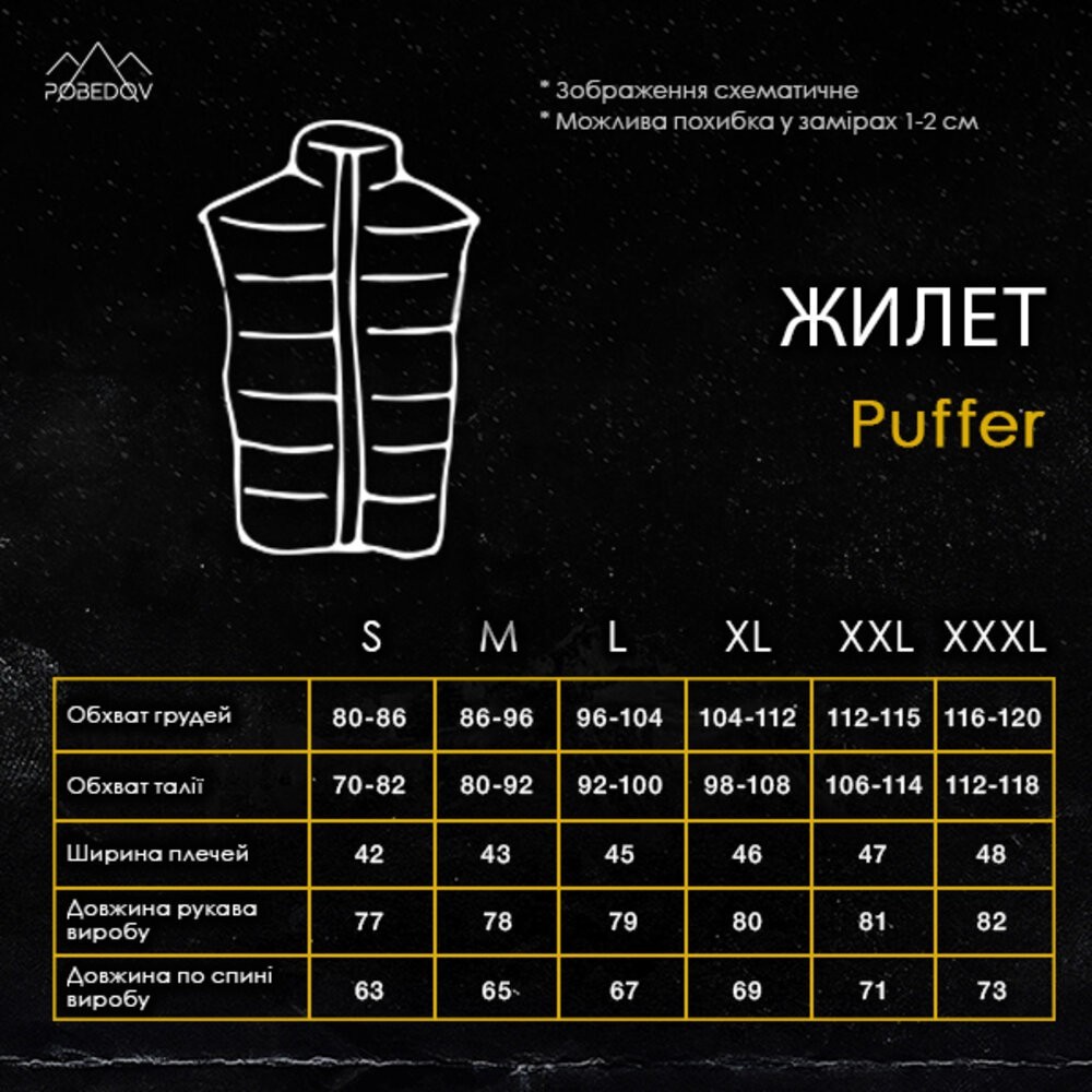 Темно-серая жилетка для мужчин из плащевки Pobedov Puffer