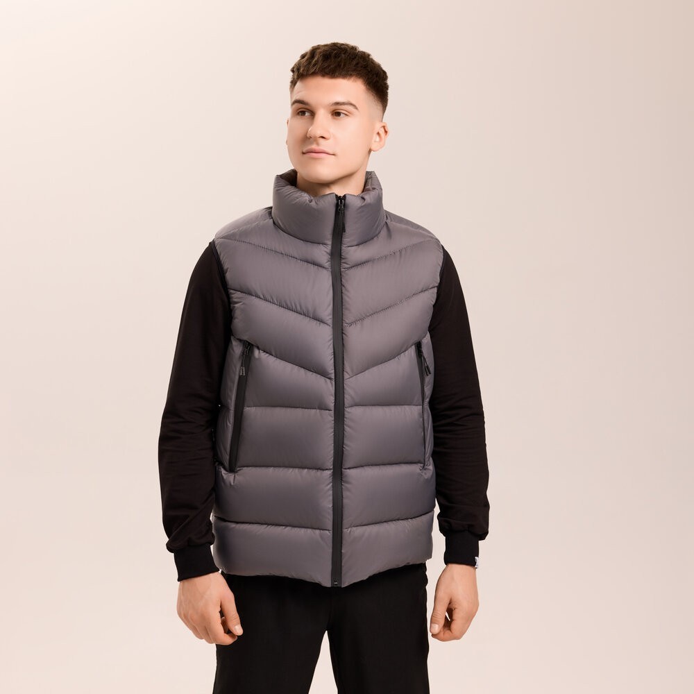 Темно-сіра жилетка для чоловіків з плащівки Pobedov Puffer, укр, укр