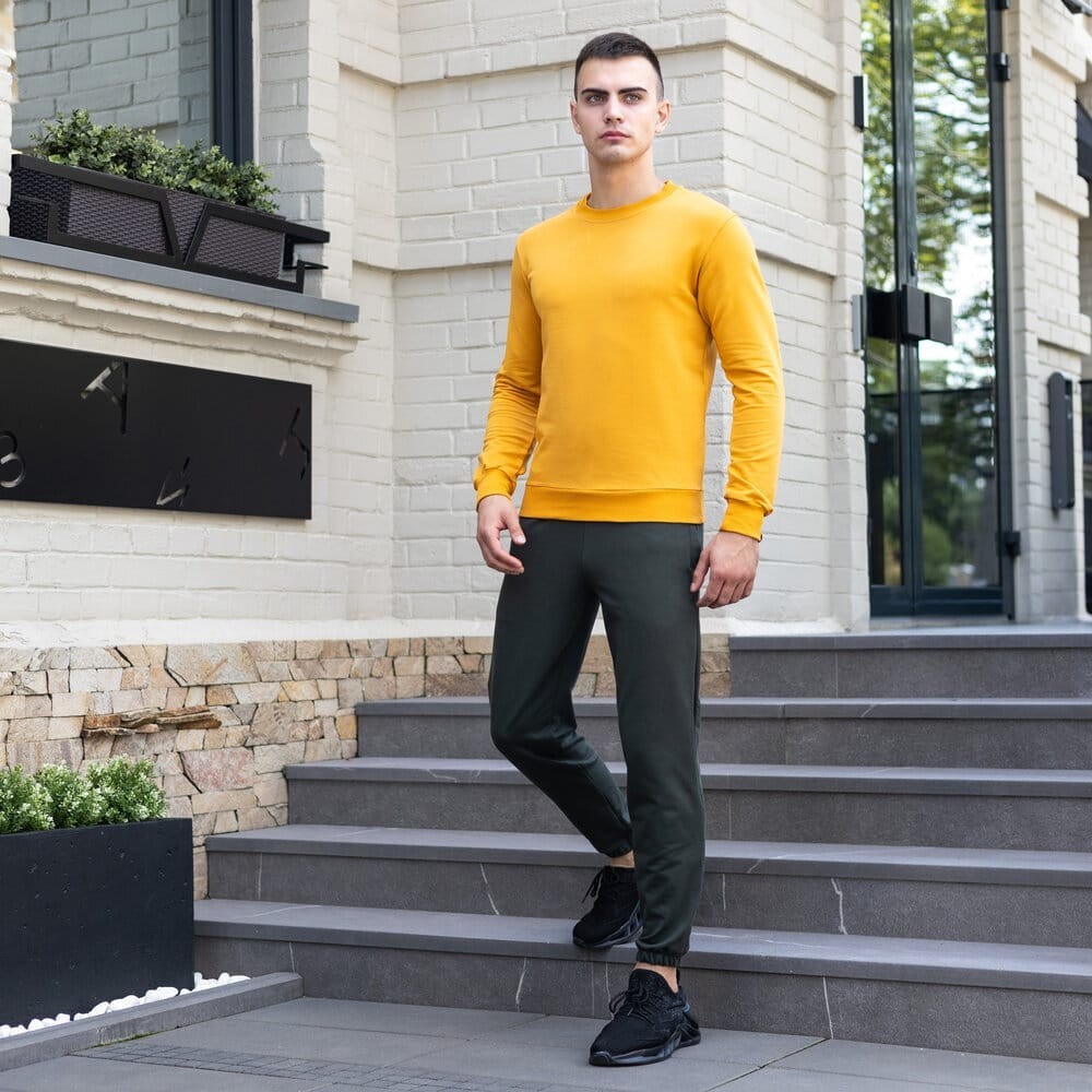 Свитшот мужской однотонный желтый Pobedov 001