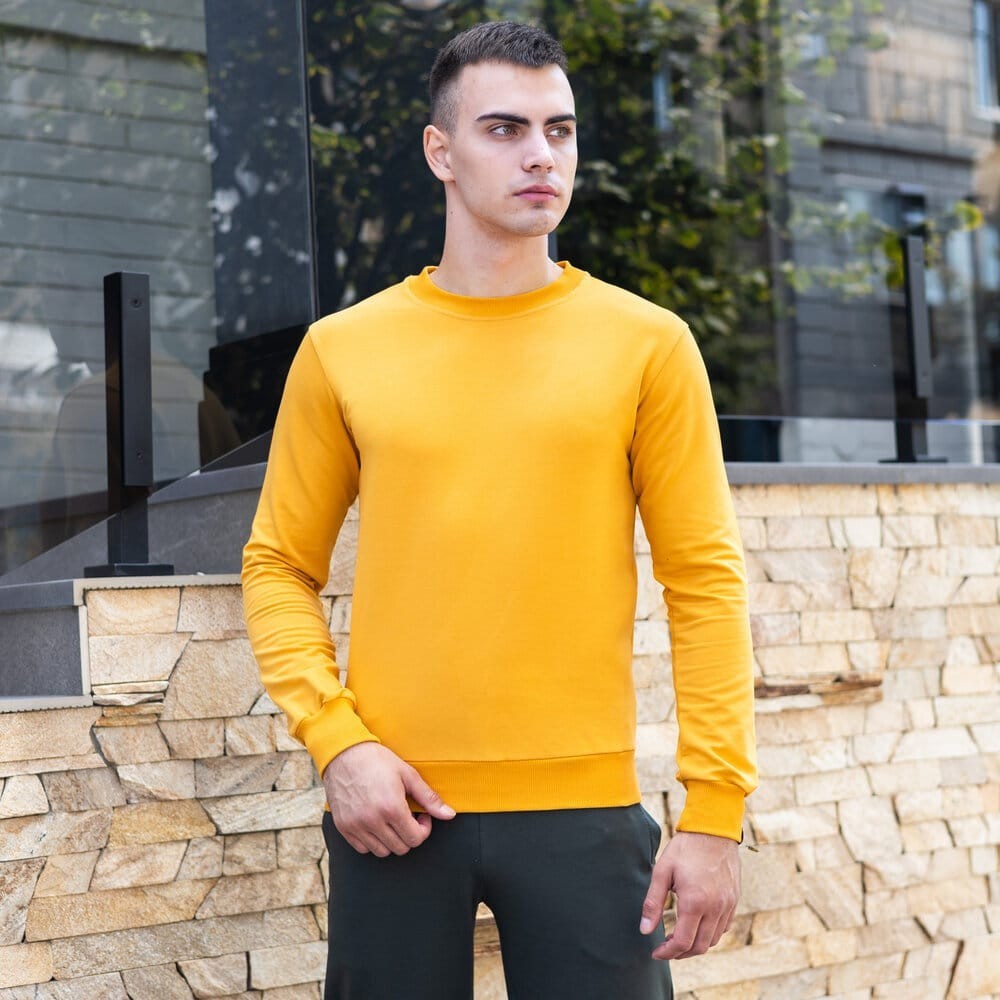 Світшот чоловічий однотонний жовтий Pobedov 001, укр, укр