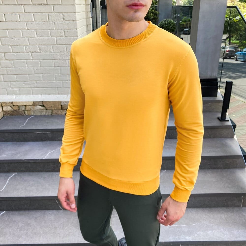 Світшот чоловічий однотонний жовтий Pobedov 001, укр, укр