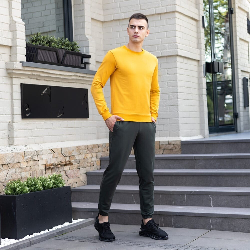 Світшот чоловічий однотонний жовтий Pobedov 001, укр, укр