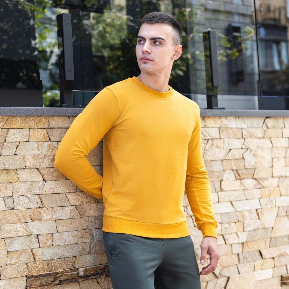 Світшот чоловічий однотонний жовтий Pobedov 001, укр, укр