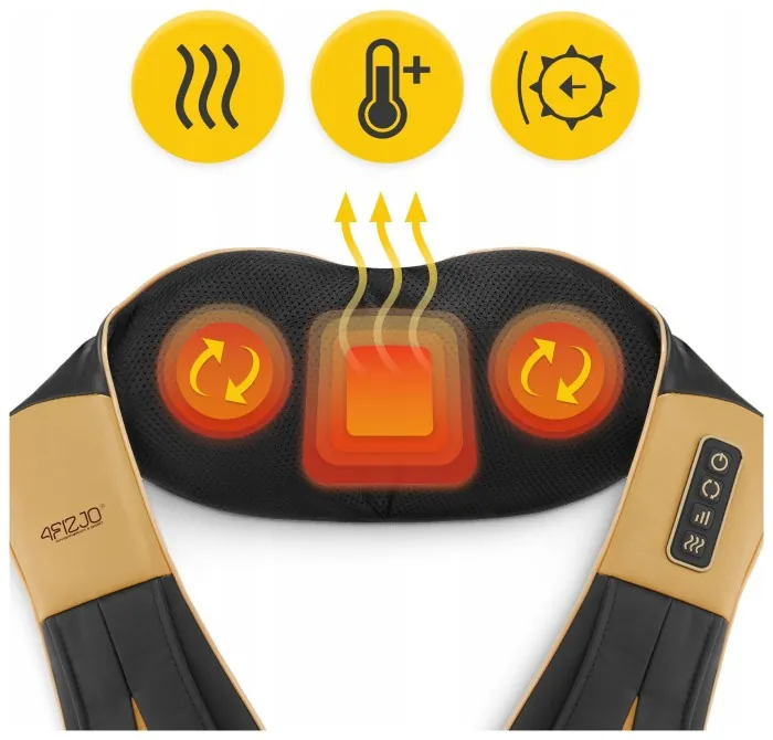 Накидка-масажер 4FIZJO Shiatsu Ultra+ для шиї та спини, акумуляторний Black/Gold (P-5907739319081)