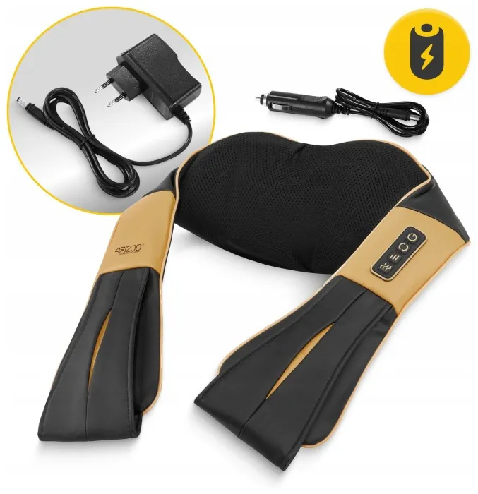 Накидка-масажер 4FIZJO Shiatsu Ultra+ для шиї та спини, акумуляторний Black/Gold (P-5907739319081)