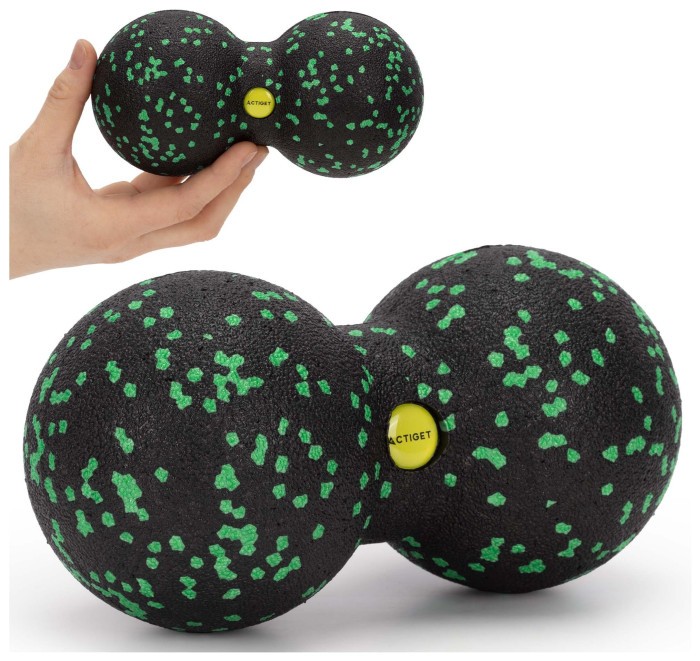 Масажний м'яч подвійний Actiget EPP 8 x 16 см ACT0098 Black/Green