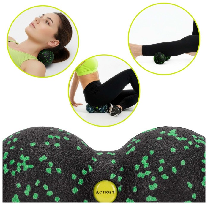 Масажний м'яч подвійний Actiget EPP 8 x 16 см ACT0098 Black/Green
