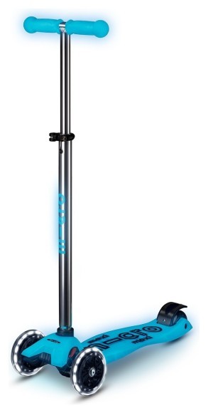 Самокат MICRO серии "Maxi Deluxe Glow LED" – СИНИЙ ХРУСТАЛЬ (до 50 kg, 3-х колесный, свет)