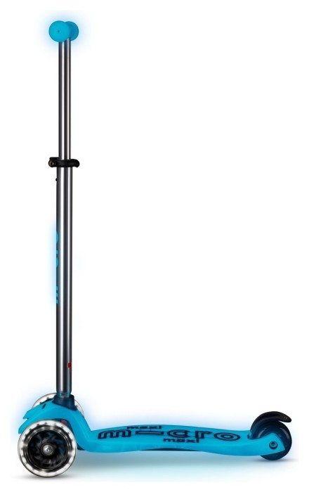 Самокат MICRO серії "Maxi Deluxe Glow LED" – СИНІЙ КРИШТАЛЬ (до 50 kg, 3-х колісний, світло), укр, укр