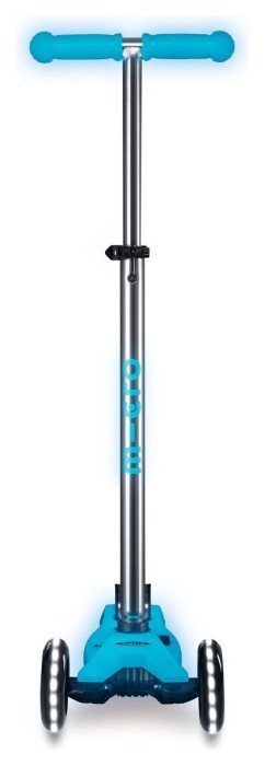 Самокат MICRO серії "Maxi Deluxe Glow LED" – СИНІЙ КРИШТАЛЬ (до 50 kg, 3-х колісний, світло), укр, укр