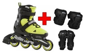 Комплект роликові ковзани Rollerblade Microblade SE Neon Yellow Black + захист