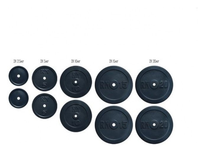 Набор блинчиков 105 кг (2х2.5, 2х5, 2х10, 2х15, 2х20) под гриф 25,30,50 мм
