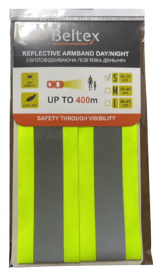 Светоотражающая повязка Grey's желтая. день/ночь L 40-45см