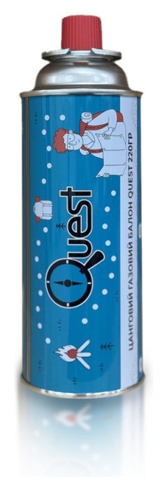 Газовый баллон цанговый бутановый Quest, 220гр