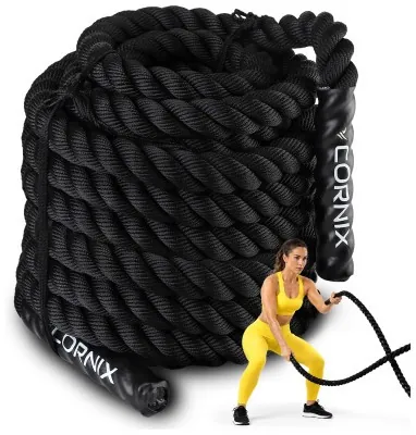 Канат тренировочный Cornix Battle Rope 15 м для кроссфита XR-0575 Black