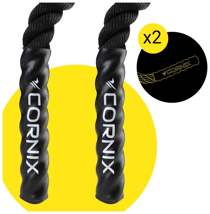 Канат тренировочный Cornix Battle Rope 15 м для кроссфита XR-0575 Black