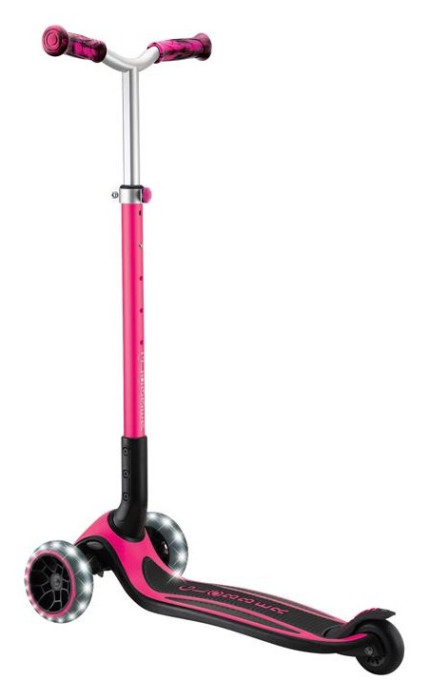 Самокат GLOBBER серии ACE фуксия, колеса с подсветкой, до 100кг, 3+, 3 колеса