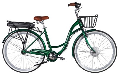 Велосипед с электроприводом 28" ST Dorozhnik eAQUAMARINE BH рама-19" 36B 13А*г 500Вт зеленый YS 902 с корзиной 2026