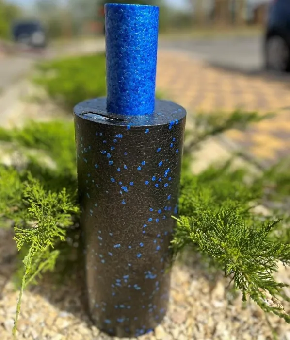 Массажный ролик (роллер) гладкий PowerPlay PP-4348 2 in 1 EPP Foam Roller Черно/Синий (33x14см.)