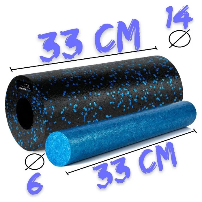 Массажный ролик (роллер) гладкий PowerPlay PP-4348 2 in 1 EPP Foam Roller Черно/Синий (33x14см.)