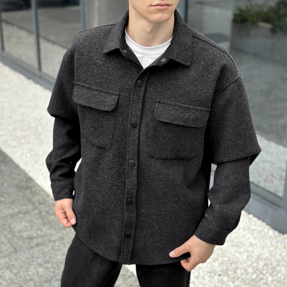 Чоловіча сорочка-пальто чорна Pobedov Mars, укр, укр