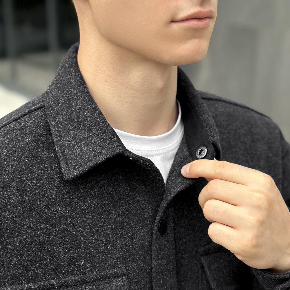 Чоловіча сорочка-пальто чорна Pobedov Mars, укр, укр