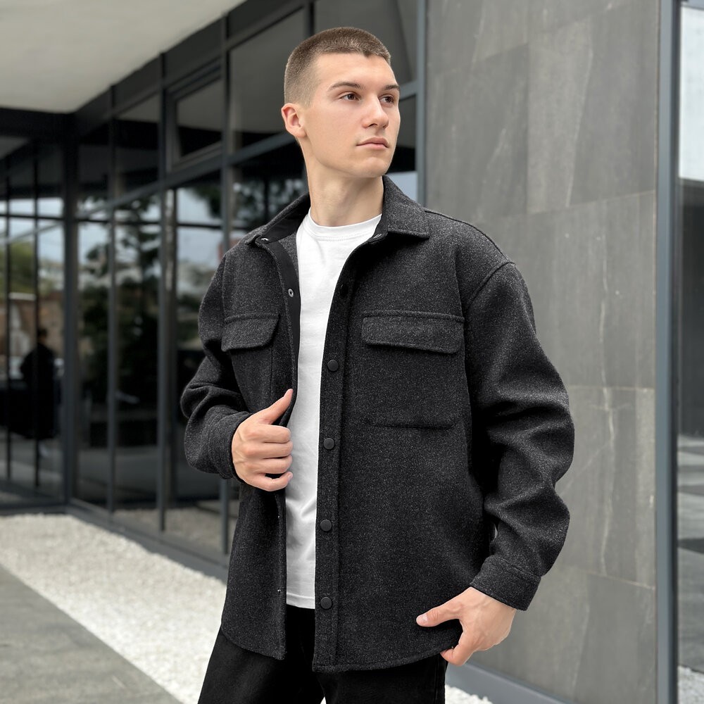 Чоловіча сорочка-пальто чорна Pobedov Mars, укр, укр