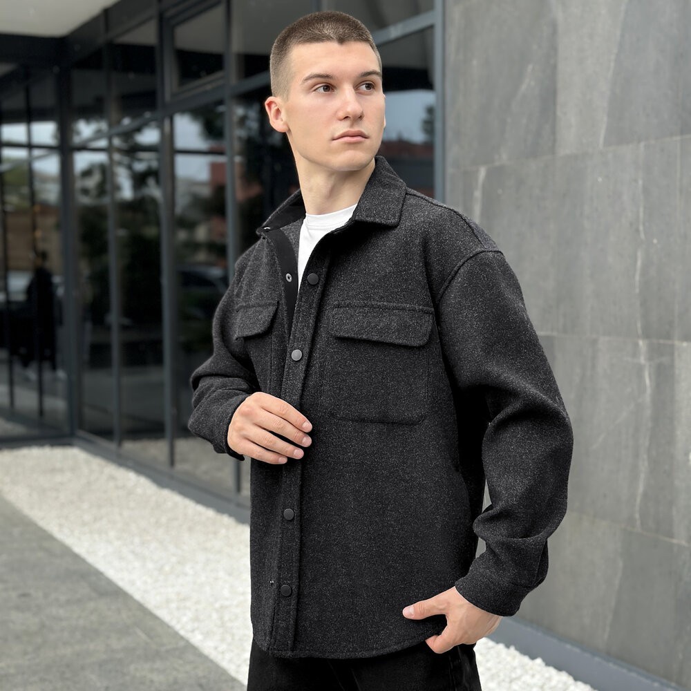 Чоловіча сорочка-пальто чорна Pobedov Mars, укр, укр