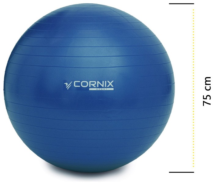 М'яч для фітнесу (фітбол) Cornix 75 см Anti-Burst XR-0025 Blue