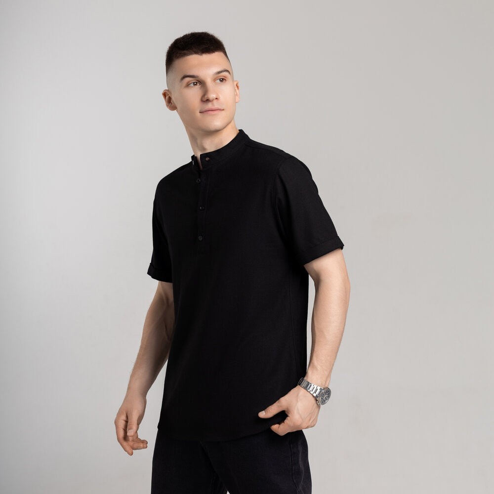 Чоловіча сорочка з коротким рукавом чорна Pobedov Molodist'