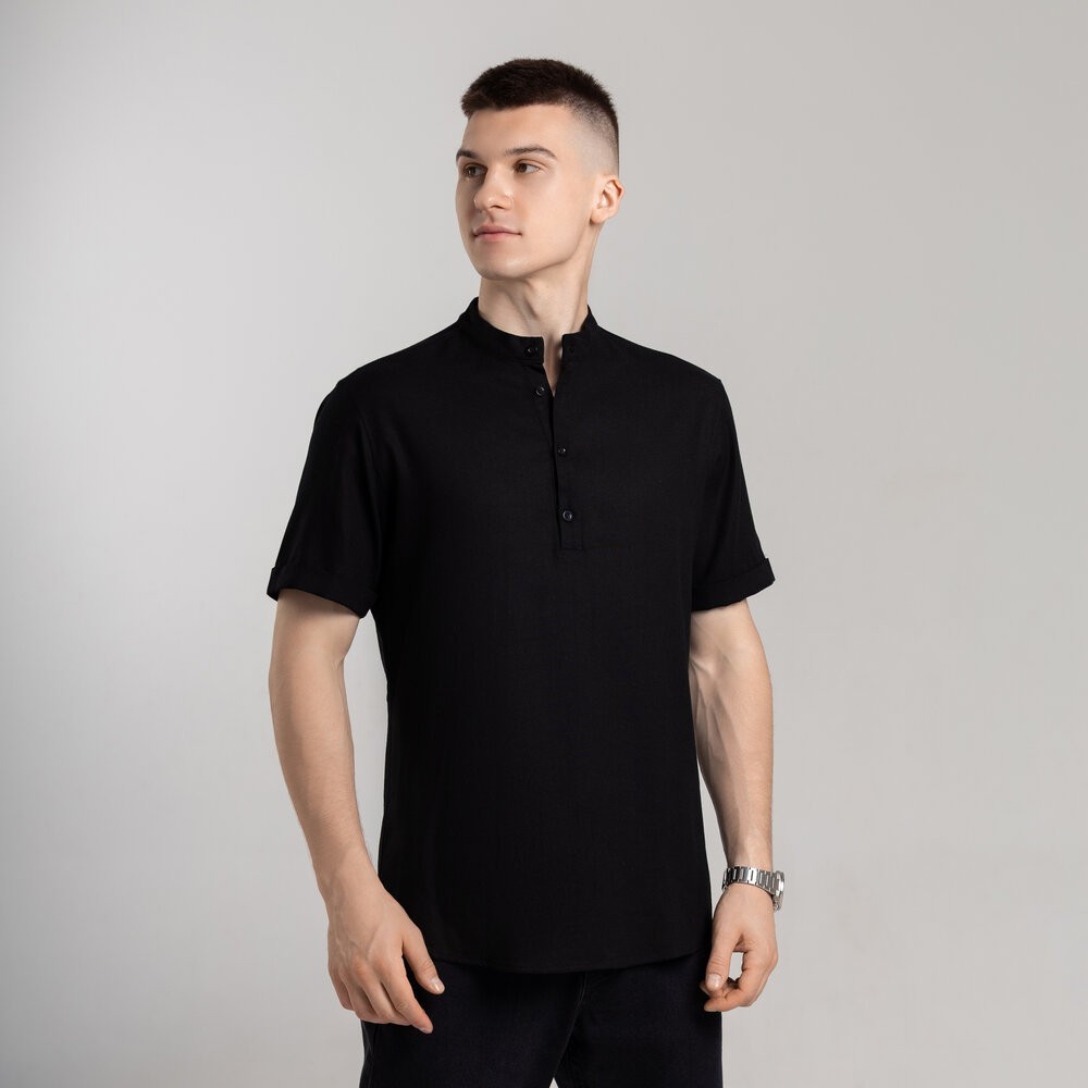 Чоловіча сорочка з коротким рукавом чорна Pobedov Molodist'