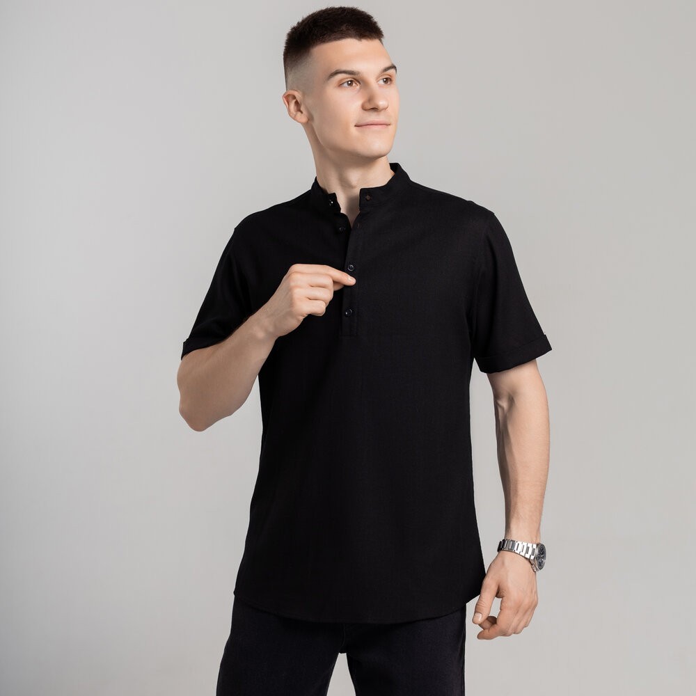 Чоловіча сорочка з коротким рукавом чорна Pobedov Molodist'