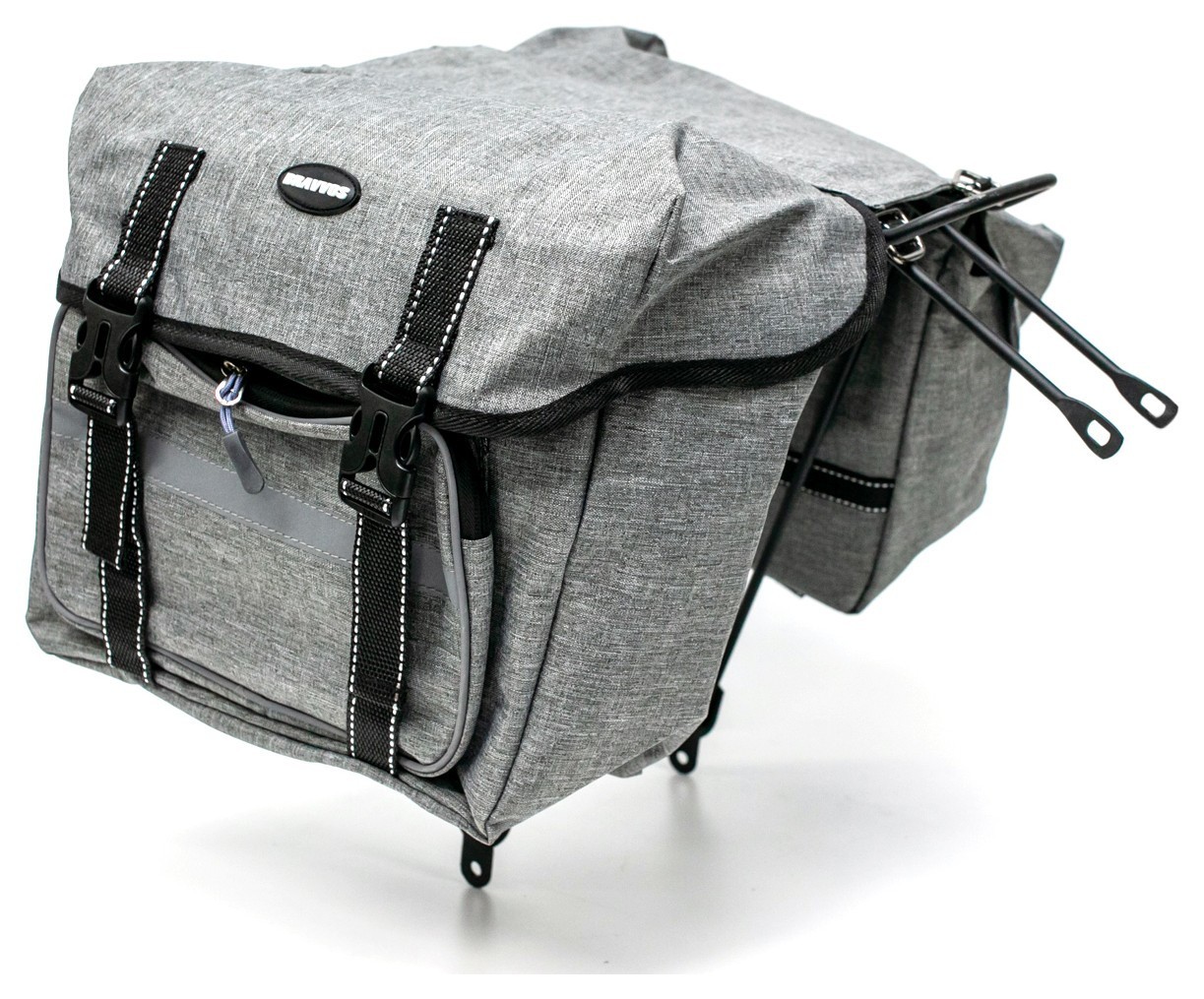 Велосумка штаны, на багажник 35x28x14cm серый BRAVVOS F-091-2, водоотталкивающий. материал