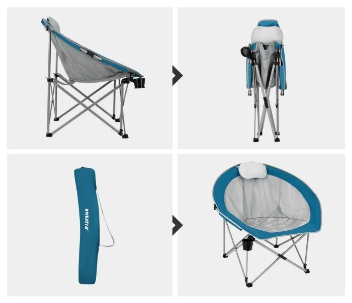Кресло раскладное с подголовником Wejoy MOON XL WF2203 cyan/grey