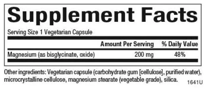 Magnesium Bisglycinate 200mg - 120 vcaps