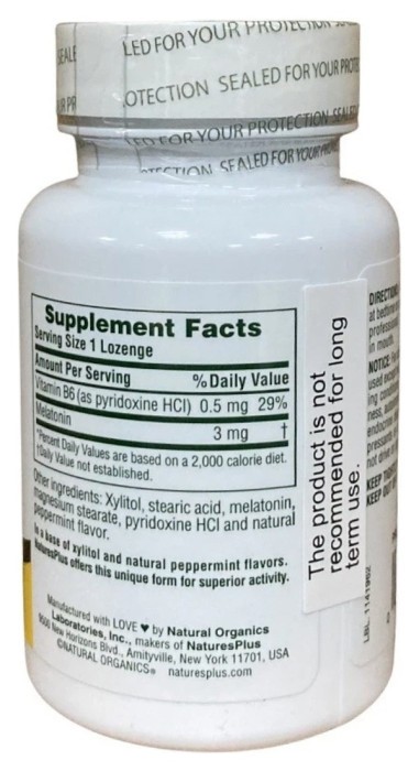 Melatonin Sublingual 3mg with B6 - 60 tabs (Поврежденная банка)