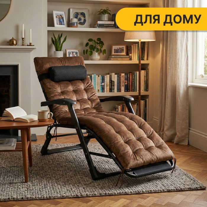 Розкладне крісло ліжко з оксамитовим матрацом LEOBRO Brown (LB-FCB-G4-BRN)