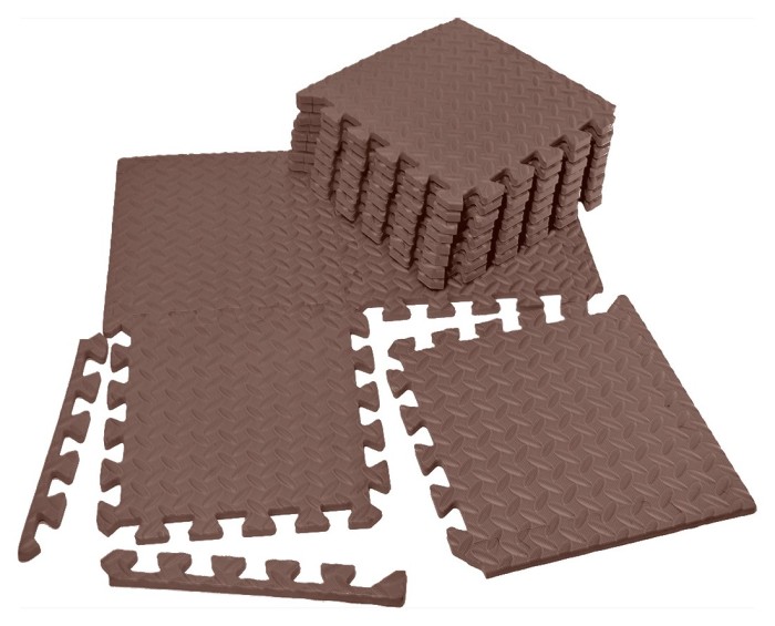 Татами мат EasyFit 8 шт (30х30х1 см) хвост ласточки коричневый