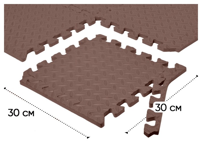 Татами мат EasyFit 8 шт (30х30х1 см) хвост ласточки коричневый