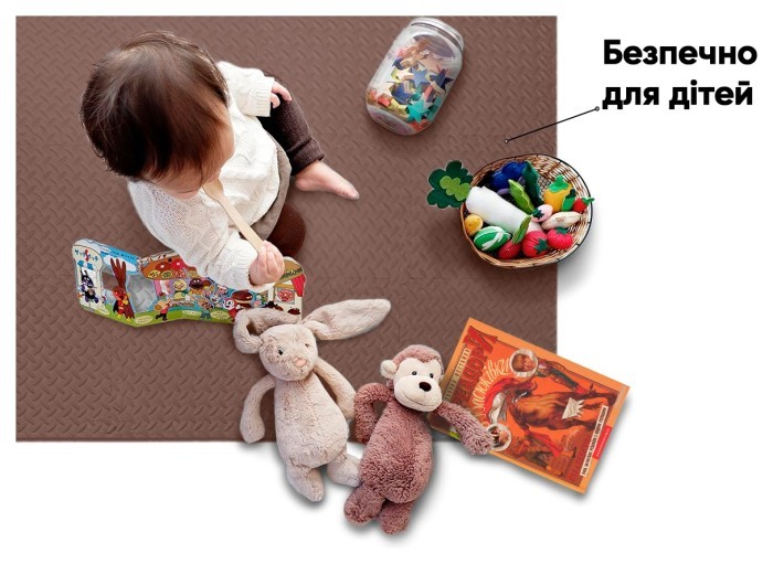 Татами мат EasyFit 8 шт (30х30х1 см) хвост ласточки коричневый