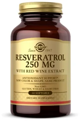Resveratrol 250mg with Red Wine Extract - 60 softgels