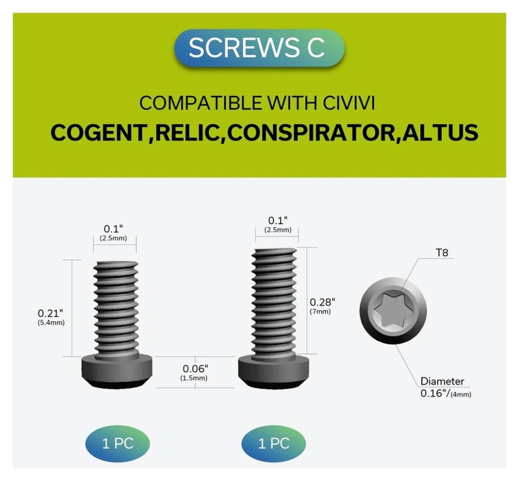 Кліпса кишенькова титанова Civivi T001C з титановими гвинтами, укр, укр
