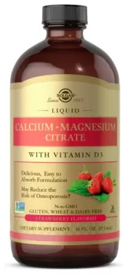 Liquid Calcium Magnesium Citrate with Vitamin D3 - 16 oz Natural Strawberry