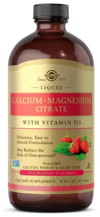 Liquid Calcium Magnesium Citrate with Vitamin D3 - 16 oz Natural Strawberry