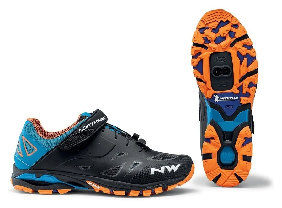 Туфлі велосипедні Northwave SPIDER 2 M 41 (8.5US) Black/blue/orange (80153009) O (304мм black, blue, orange)