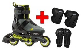 Комплект роликові ковзани Rollerblade Microblade Free 3WD Anthracite Lime + захист