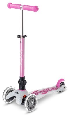 Самокат MICRO серии "Mini Deluxe Foldable Orion Glow LED" &ndash; Розовый (сложный, до 50 кг (kg), трехколесный)