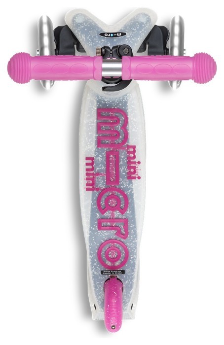 Самокат MICRO серии "Mini Deluxe Foldable Orion Glow LED" – Розовый (сложный, до 50 кг (kg), трехколесный)