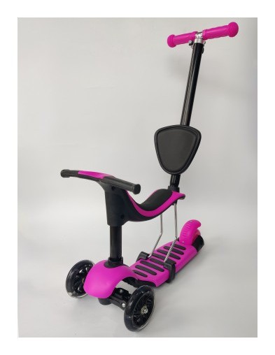 Дитячий самокат з сидінням та батьківською ручкою 3 в 1 Scooter Horned 0332-4S, укр, укр